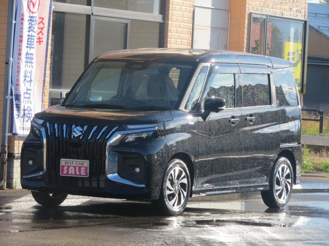 ソリオバンディット(スズキ) ハイブリッドＭＶ　４ＷＤ　両側パワースライド　９インチ純正ナビ　フルセグＴＶ　アップルカープレイでユーチューブ再生ＯＫ　スズキコネクト　ＵＳＢ充電ソケット　ＥＴＣ　シートヒーター左右　ヘッドアップデイスプレイ 中古車画像
