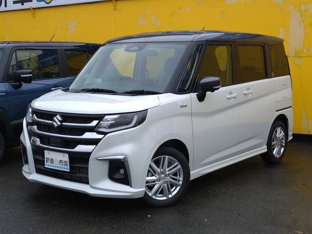 ソリオ(スズキ) ハイブリッドＭＺ　４ＷＤ　登録済未使用車　スズキセーフティサポート　純正９インチ全方位モニター付ナビ　ＴＶ　Ｂｌｕｅｔｏｏｔｈ　両側パワースライドドア　ＬＥＤライト　ＬＥＤライトフォグ　スリムサーキュレーター 中古車画像