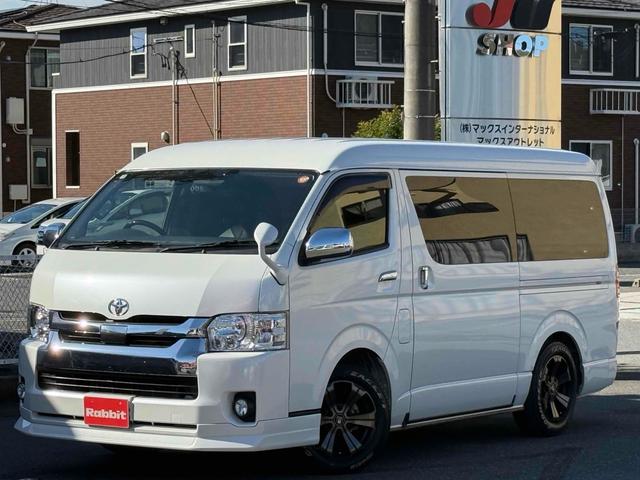 ハイエースワゴン(トヨタ) ＧＬ　４ＷＤ　AftermarketナビＴＶ　フロントモニター　フリップダウンモニター　バックカメラ　スマートキー　パワースライドドア　Ｆエアロ　Aftermarket１７ＡＷ　ベッドキット　シートカバー　セーフティセンス　コンビハンドル 中古車画像
