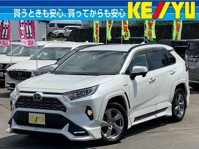 トヨタ ＲＡＶ４ ハイブリッドＧ　４ＷＤ■静岡仕入■ＴＲＤエアロ■禁煙車■　衝突軽減サポート／ＢＳＭ／追従クルコン／コーナーセンサー／電動黒革シート＆シートヒーター／ステアリングヒーター／電動リアゲート／９インチＳＤナビ／ブルートゥース／バックカメラ／フルセグＴＶ／ＤＶＤ再生