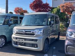 スペーシア ハイブリッドG 4WD 届け出済み未使用車 両側スライドドア クリアランスソナー レーンアシスト 衝突被害軽減システム オートライト LEDヘッドランプ スマートキー アイドリングストップ シートヒーター 中古車画像