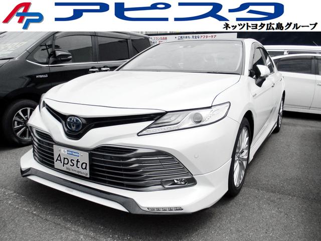 トヨタ カムリ Ｇレザーパッケージ　トヨタセーフティセンス　ＴＲＤエアロ　パノラマムーンルーフ　本革シート　純正フルセグＳＤナビ　バックガイドモニター　ブラインドスポットモニター　ＬＥＤオートライト　純正アルミ　前席パワーシート　ＥＴＣ