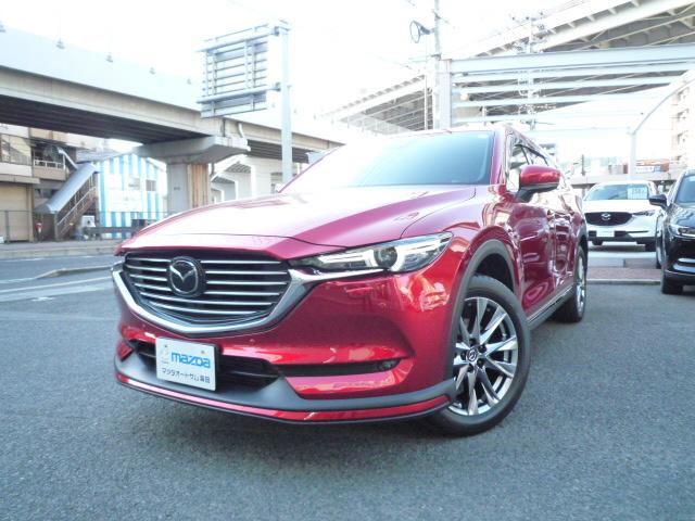 マツダ ＣＸ－８ ２５Ｔ　Ｌパッケージ　ナビ　フルセグ　ＥＴＣ　ＢＯＳＥサウンド　リアシートモニター　ドラレコ前後　ＡＷＤ　６人乗り　１９インチアルミホイール　３６０°ビューモニター　シートヒーター　ワンオーナー　禁煙車