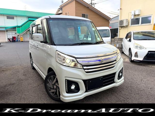 パールホワイトの後期のスペーシアカスタム入庫しました 後期なので、グリルもカッコ良く、ターボでノンストレス！軽なので経済的！！