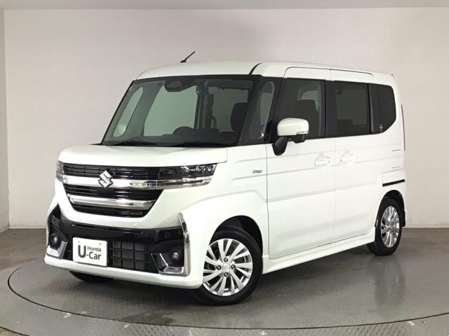 スペーシアカスタム(スズキ) ハイブリッドＧＳ　ＬＥＤ・フルセグ・メモリナビ・ＤＶＤ・バックカメラ・シートヒーター・ＥＴＣ　前後衝突被害軽減ブレーキ　ＬＥＤライト　盗難防止　フルセグ地デジＴＶ　横滑り防止装置　片側電動両側スライドドア　パワステ 中古車画像