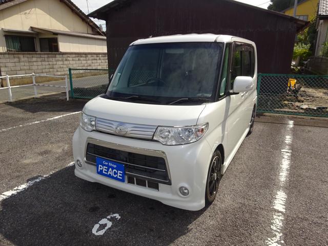 タント カスタムＸ　車検整備付　社外ナビ　ＴＶ　ＤＶＤ　ＳＤ　録音　Ｂｌｕｅｔｏｏｔｈ　バックモニター　ＥＴＣ　電動スライド　シートカバー　ローダウン　ＨＩＤライト　エアロ（1枚目）