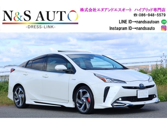 トヨタ プリウス Ａプレミアム　４ＷＤ　四駆　寒冷地仕様　モデリスタエアロ　サンルーフ　本革シート　デジタルインナーミラー　テレナビキット　９型ナビ　レーダークルーズ　オートハイビーム　クリアランスソナー　安全装備搭載　バックカメラ