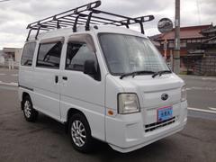 サンバーバン トランスポーター ワンオーナ 記録簿 2駆 5速 PS PW AC キーレスキ CD AM FM ETC 13インチアルミ ポータブルナビ Wエアバッグ 両側スライド タイベル11.7万km交換済 前ドラレコ 軽箱バン 中古車画像