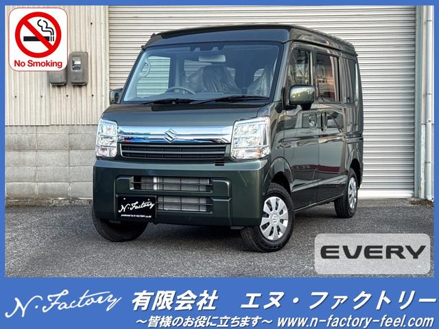 エブリイ(スズキ) ＪＯＩＮターボ６型　届出済未使用車・禁煙車・　ＣＶＴ　２ＷＤ　クルーカーキーＭ　スズキセーフティサポート　クリアランスソナー　両側スライドドア・クローザー　スマートキー　アイドリングストップ　シートヒーター　オートライト　ＬＥＤヘッドランプ 中古車画像