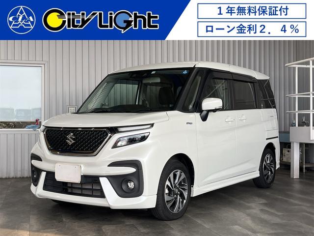 ソリオバンディット ハイブリッドＭＶ　１年保証付・禁煙車・１オーナー・ナビ・ＴＶ・ＣＤ・Ｂｌｕｅｔｏｏｔｈ・全方位モニター・スズキセーフティ・アイドリングストップ・クルーズコントロール・ヘッドアップディスプレイ・両側パワースライド・ＥＴＣ（1枚目）
