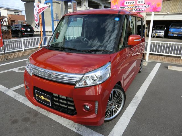 スペーシアカスタム スズキ ｘｓ １オーナー エアロ シャレン１７ａｗ テイン車高調 ｈｉｄオートライト フォグ 両側パワースライドドア 革調シートカバー ｈｄｄナビ フルセグｔｖ バックカメラ ドライブレコーダー スマートキー２ 岡山県 ｘｓ １オーナー エアロ