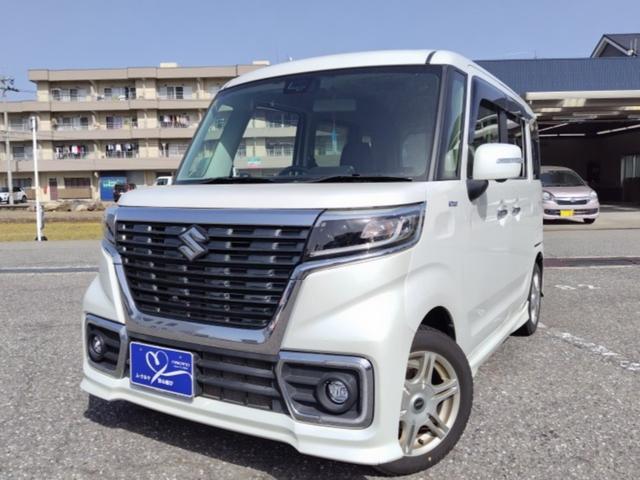 スズキ スペーシアカスタム ハイブリッドＸＳ　新車納車のワンオーナー　４ＷＤ　全方位モニター付き　フルセグＴＶ　ナビ　ＤＣＤ再生　シートヒーター　両側電動スライドドア　スペアキー