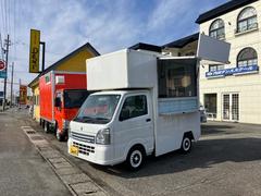 キャリイトラック KCエアコン・パワステ 3方開 キッチンカー 加工車 外部電源・コード 換気扇 オーニング カウンター 給排水 作業台 給水ポンプ LED照明×2 3槽シンク コンセント×4 中古車画像