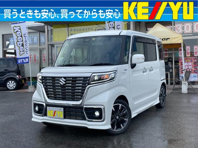 スズキ スペーシアカスタム ハイブリッドＸＳターボ　【４ＷＤ】【１オーナー】【禁煙車】　【冬タイヤセット】衝突軽減システム　両側電動スライドドア　ケンウッドナビ　フルセグ　レーダークルーズ　コーナーセンサー　ハーフレザーシート　シートヒーター　ＬＥＤヘッドライト　踏み間違い防止