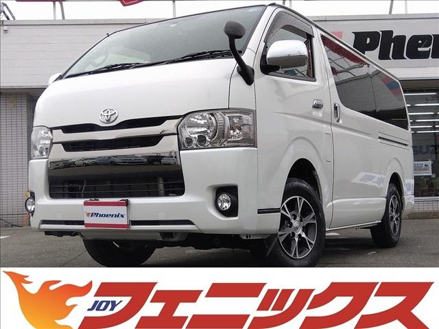 レジアスエースバン スーパーＧＬ　ダークプライム　４ＷＤ☆ターボ☆ワンオーナー☆　４ＷＤ☆ターボ☆純正ナビ☆フルセグＴＶ☆ブルートゥース☆バックカメラ☆両側電動ドア☆ＬＥＤオートライト☆半革シート☆ＥＴＣ☆ドラレコ☆ＡＣ１００Ｖ☆ステアリモコン☆スマートキー☆プッシュスタート☆（1枚目）