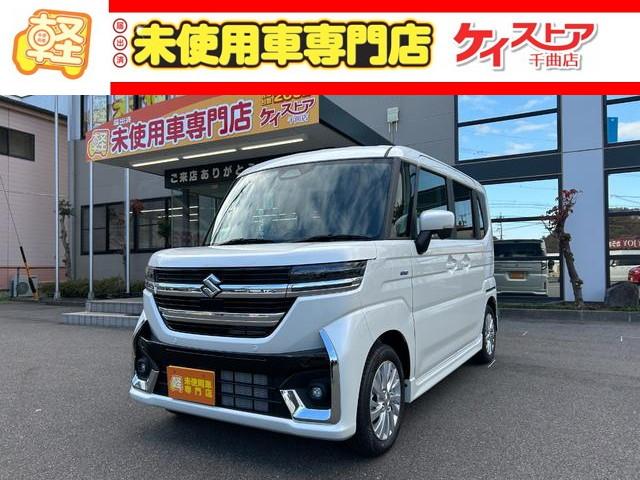 スペーシアカスタム(スズキ) ハイブリッドＧＳ　届出済未使用車　ＣＶＴ　両側スライド・片側電動　クリアランスソナー　オートクルーズコントロール　レーンアシスト　衝突被害軽減システム　オートライト　ＬＥＤヘッドランプ　スマートキー　電動格納ミラー 中古車画像