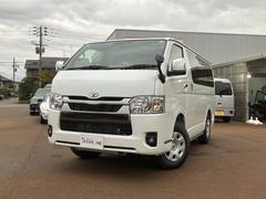 ハイエースバン ロングスーパーGL ダークプライムS 登録済み未使用車 2800ccディーゼルターボ4WD 専用185馬力エンジン 専用ショックアブソーバー デュアルパワースライドドア クリアスモーク加飾LEDヘッドランプ トリコット合皮コンビシート 中古車画像