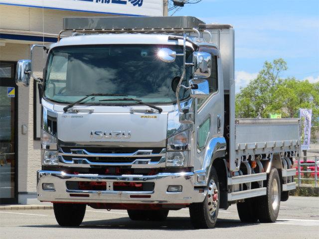 ６．３ｔ　増トン　アルミブロック　内寸－長４２５／幅２２０／高４０・床板・内フック７対・アオリ３方開・中型免許対応車・２１０馬力ターボ