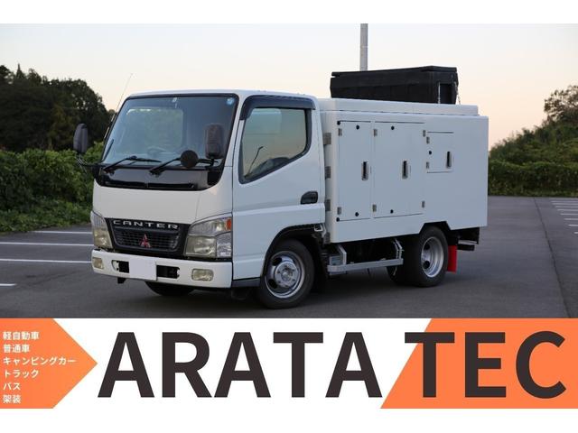 三菱ふそう キャンター 　４００Ｋｇ高圧洗浄車　シンショーパワージェッター　サブエンジン式　車載型式ＰＪＢ－２Ａ２９Ｅ　性能型式ＳＪＤ－１３８７　圧力１２．５ＭＰａ　吸水量８７Ｌ／ｍｉｎ　タンク容量４００Ｌ　ＵＣ－ＦＢ７００Ａ