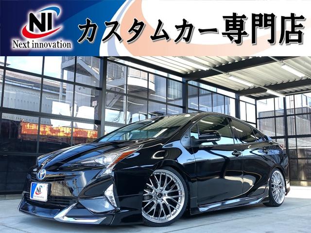 トヨタ プリウス Ｓ　新品タナベ車高調・新品１９アルミ・新品タイヤ・新品シートカバー・フルエアロ・ＬＥＤフォグランプ・スマートキー・ドライブレコーダー前後・７インチナビ・ブルートゥース・ＳＤ再生・ＡＵＸ・Ｂカメラ・ＥＴＣ・