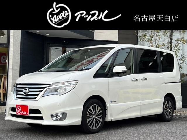 日産 セレナ ハイウェイスター　Ｖセレクション＋セーフティ　ＳＨＶ　禁煙車　純正ナビ　全方位カメラ　フルセグＴＶ　ＥＴＣ　スマートキー　プッシュスタート　クルコン　オートライト　ＬＥＤヘッドライト　ドラレコ　フロントバックソナー　両側電動スライドドア　車線逸脱警報