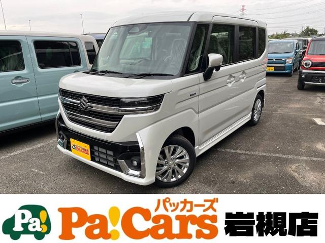 スペーシアカスタム(スズキ) ハイブリッドＧＳ　届出済未使用車　アダプティブクルーズコントロール　衝突被害軽減ブレーキ　ＬＥＤライト　前後ソナー　盗難防止　横滑り防止装置　前席シートヒーター　パワステ　ＡＢＳ　エアバッグ　フルフラット　エアコン 中古車画像