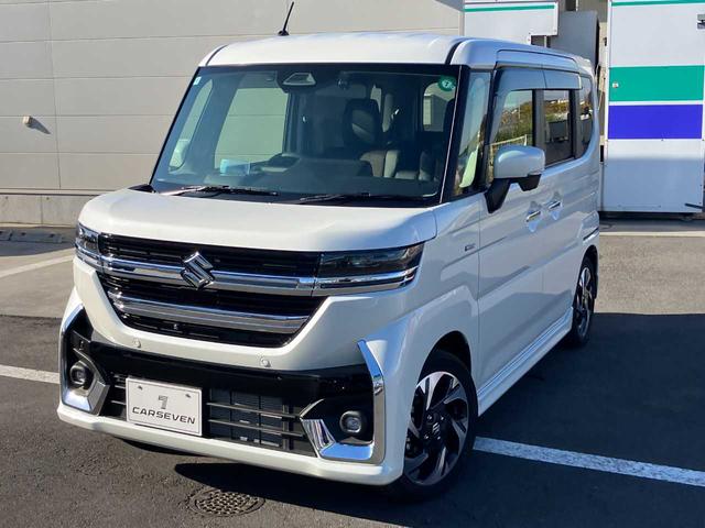 スペーシアカスタム(スズキ) ハイブリッドＸＳ　ワンオーナー　純正ナビ　ＥＴＣ　全方位カメラ　ドライブレコーダー　衝突軽減装置　ソナー　純正アルミホイール　純正ＬＥＤライト　フォグライト　シートヒーター　両側電動スライドドア　クルーズコントロール 中古車画像