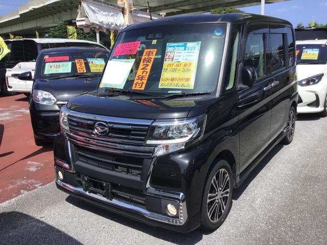 沖縄県の中古車ならタント カスタムＲＳ　トップエディションＳＡＩＩＩ　８インチナビ／ＴＶ／ＤＶＤ／Ｂｌｕｅｔｏｏｔｈ　後席用モニター　バックカメラ　ドライブレコーダー（前後）　両側パワースライドドア　キーフリー　プッシュスタート　純正アルミホイール