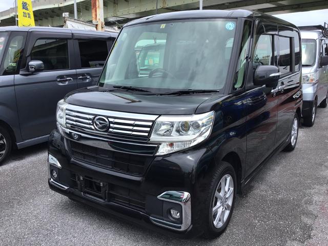 沖縄県の中古車ならタント カスタムＸ　ナビ／ＴＶ／ＤＶＤ／Ｂｌｕｅｔｏｏｔｈ　ＥＴＣ　キーフリー　プッシュスタート　純正アルミホイール　左側パワースライドドア　シートヒーター