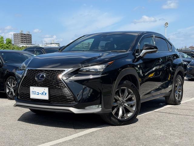 沖縄県の中古車ならＮＸ ＮＸ３００ｈ　Ｆスポーツ　ＯＰ５年保証対象車　マークレビンソンサウンドシステム　レザーシート　純正メモリーナビ　パワーシート　コーナーセンサー　ＬＥＤヘッドライト　シートメモリー　シートクーラー　ＥＴＣ車載器　パワーバックドア