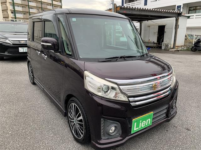 沖縄県の中古車ならスペーシアカスタム ＸＳ　本土中古車両側パワースライドドア付社外１５インチアルミローダウン社外ＴＶナビブルートゥースバックモニターＥＴＣレザー調シートカバーＥＴＣ