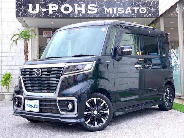 マツダ フレアワゴンカスタムスタイル ハイブリッドＸＳ　ＯＰ５年保証対象　衝突軽減ブレーキシステム　ハーフレザーシート　パワースライドドア　アイドリングストップ