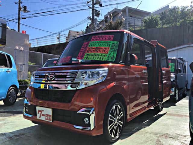 沖縄県中頭郡西原町の中古車ならタント カスタムＲＳ　ＳＡＩＩ　インタークーラーターボ車　両側電動スライドドア　ＬＥＤヘッドライト　純正フルエアロ・フォグランプ　エコアイドル　オートエアコン　ＵＳＢ接続対応・ＤＶＤオーディオ　ＥＴＣ付き　スマートキーシステム