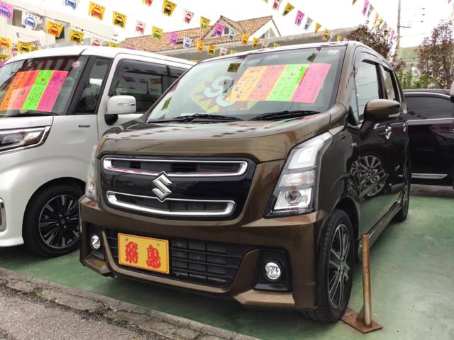 沖縄県の中古車ならワゴンＲスティングレー ハイブリッドＴ　スズキ純正アルミ　スズキ純正ナビ　フルセグ　Ｂｌｕｅｔｏｏｔｈ　ＤＶＤ　バックモニター　ヘッドライト　ＬＥＤ　フォグランプ　ＬＥＤ　パドルシフト