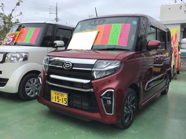 沖縄県うるま市の中古車ならタント カスタムＸスタイルセレクション　両側パワースライドドア　ヘッドライト　ＬＥＤ　フォグランプ　ＬＥハーフレザーシート　純正ナビ　フルセグ　Ｂｌｕｅｔｏｏｔｈ　ＤＶＤ　バックモニター