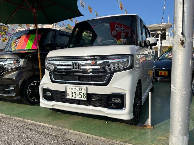 沖縄県の中古車ならＮ－ＢＯＸカスタム Ｌターボ　パナソニックワイドナビ　フルセグ　Ｂｌｕｅｔｏｏｔｈ　ＤＶＤ　バックモニター　　ＨＤＭＩ　社外アルミホイール　ハーフレザーシート　ヘッドライトＬＥＤフォグランプＬＥＤ　両側パワースライドドア