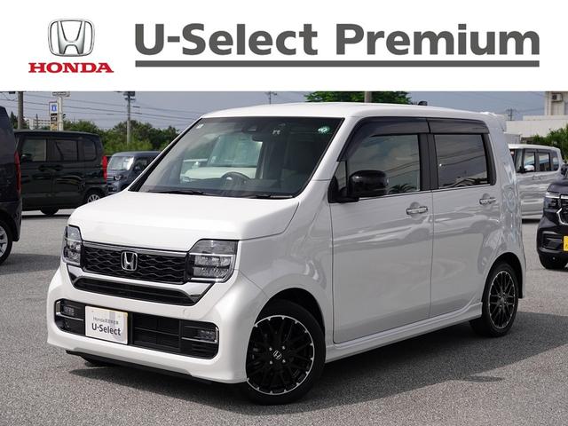 沖縄県の中古車ならＮ－ＷＧＮカスタム Ｌ・ターボ　純正ナビ　	スマートキー、リアカメラ、カーナビ、ＴＶ、フロアマット、ドアバイザー　防錆済　ＬＥＤランプ　本革シート　Ｂカメ　サイドエアバック　前席シートヒーター　スマートキー・プッシュスタート　ＡＡＣ
