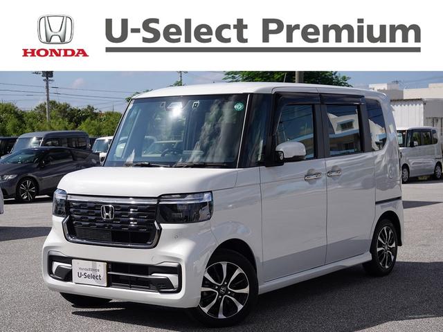 沖縄県の中古車ならＮ－ＢＯＸカスタム コーディネートスタイル　純正ナビ　ドラレコ前　スマートキー、ＥＴＣ、アルミホイール、リアカメラ、カーナビ、ＴＶ、フロアマット、ドアバイザー、リアシートスライド、両側スライドドア、あんしんパッケージ　防錆済