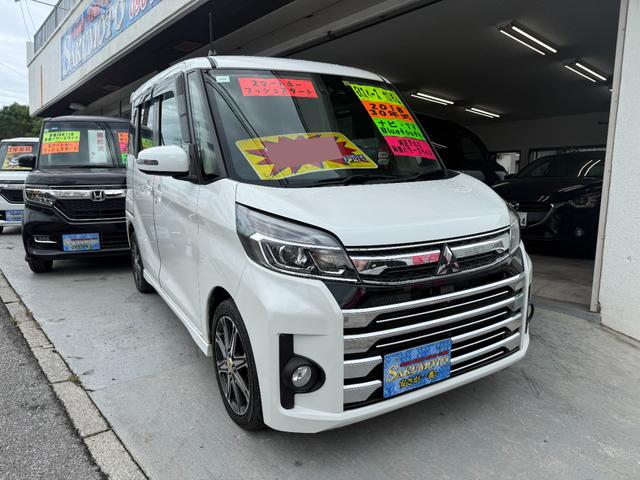 沖縄県沖縄市の中古車ならｅＫスペースカスタム カスタムＴ　ナビＴＶ　ブルートゥース　両側パワースライドドア　プッシュスタート　ＣＤ　ＤＶＤ　アラウンドビューモニター
