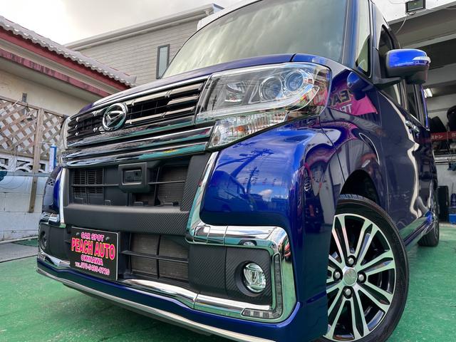 沖縄県沖縄市の中古車ならタント カスタムＲＳ　トップエディションＳＡＩＩ　ナビ　フルセグＴＶ　ＤＶＤ　Ｂｌｕｅｔｏｏｔｈ　両側パワースライドドア　衝突軽減システム　横滑り防止　アイドリングストップ　スマーキープッシシュスタート　走行９万　本土車　修復歴なし