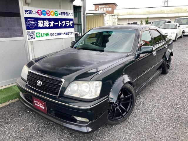 沖縄県の中古車ならクラウン アスリートＶ　５速載せ替え　ハーフフルエアロ　１９インチアルミ　　車高調　社外マフラー　ＨＩＤライト　Ｂｌｕｅｔｏｏｔｈオーディオ　電動シート