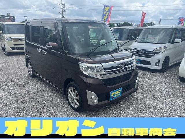 沖縄県の中古車ならタント カスタムＸ　本土仕入れ　一年保証　プッシュスタート　スマートキー　アイドリングストップ　片側パワースライドドア　ナビ　ワンセグＴＶ　Ｂｌｕｅｔｏｏｔｈ接続　ＥＴＣ　エンジンオイル・バッテリー・ワイパーゴム新品