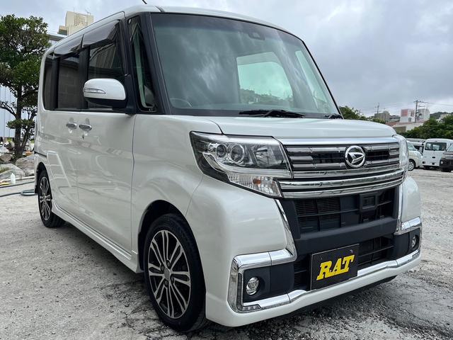 沖縄県の中古車ならタント カスタムＲＳ　トップエディションＳＡＩＩ　本土車両　ナビ　Ｂｌｕｅｔｏｏｔｈ　バックカメラ　フルセグテレビ　スマートキー　電格ミラー　レーダーブレーキサポート　横滑り防止装置　両側パワースライドドア