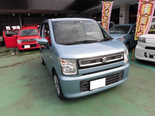 沖縄県の中古車ならワゴンＲ ＨＹＢＲＩＤ　ＦＸセーフティパッケージ装着車　衝突被害軽減ブレーキ・横滑り防止装置・車線逸脱警報・プッシュスタート・スマートキー（２個）・セキュリティアラーム・（助手席側）シートアンダーボックス・リヤワイパー・プライバシーガラス・光軸