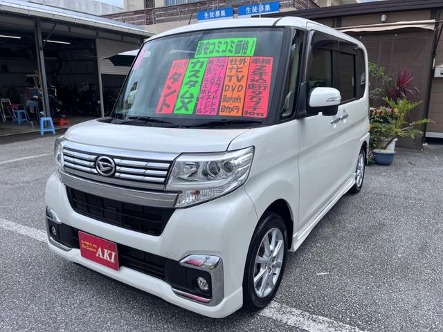 沖縄県の中古車ならタント Ｘ　社外ナビＴＶＤＶＤＢカメラＥＴＣ純正アルミホイールプッシュスタートスマートキーアイドリングストップ左電動パワースライドドアＰＷＲスイッチシートヒーターＬＥＤヘッドライト