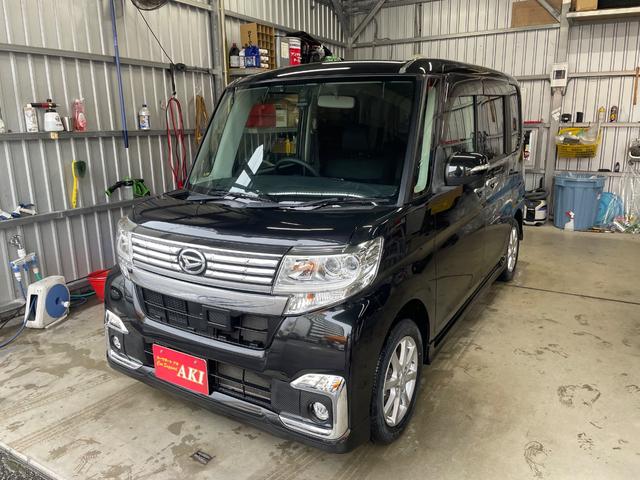 沖縄県の中古車ならタント カスタムＸ　タントカスタムＸ　ＳＤナビワンセグ　ＵＳＢ　ＥＴＣ前後ドラレコスマートキーアイドリングストップステアリングスイッチバックカメラ両側電動スライドドアオートエアコン電動格納ミラー禁煙車