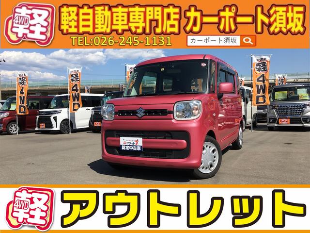 スズキ スペーシア ハイブリッドＧ　４ＷＤ　ワンオーナー車　社外ナビ　社外ＥＴＣ　衝突被害軽減システム　衝突安全ボディ　盗難防止システム　プッシュスタート　両側スライドドア