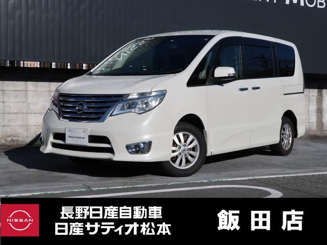 日産 セレナ 　ハイウェイスター　Ｖセレクション＋セーフティ　ＳＨＶ　４ＷＤ　ナビ　ＴＶ　オートクルーズコントロール　両側スライドドア　スマートキー　後席モニター　３列シート　ＣＶＴ　アルミホイール