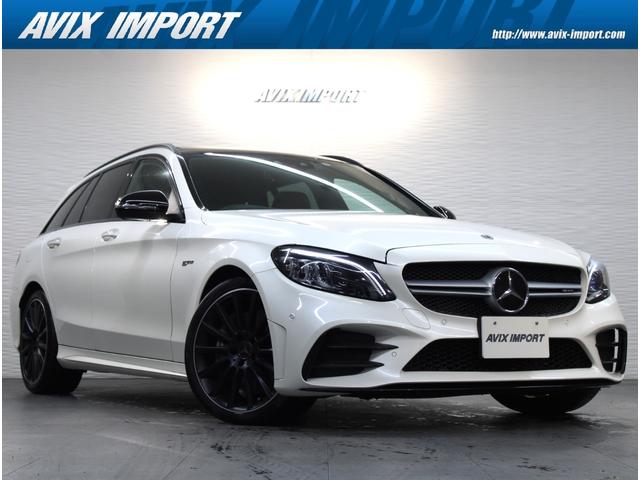 メルセデスＡＭＧ Ｃ４３　４マチック　ステーションワゴン　後期型　Ｖ６ツインターボ　パノラミックＲ　赤革　シートヒーター　純正ＨＤＤナビ　Ｂｕｒｍｅｓｔｅｒ　ＨＵＤ＆Ｂカメラ　レーダーセーフティＰＫＧ　マルチビームＬＥＤ　ＮＥＷステアリング　専用１９ＡＷ　禁煙