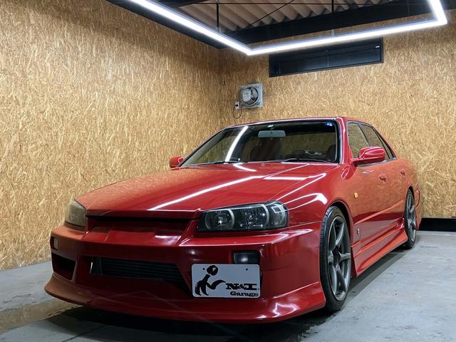 ２５ＧＴ－Ｘターボ　ＲＢ２５ＤＥＴ　５ＭＴ換装公認　フルエアロ　Ｒ３４純ホイール　ＢＬＩＴＺ車高調　ＢＬＩＴＺ前置きインタークーラー　社外マフラー　ＢＬＩＴＺブーストコントローラー